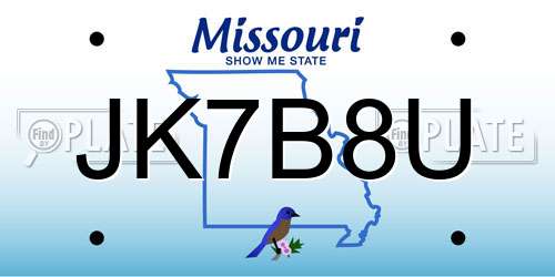 JK7B8U Missouri License Plate