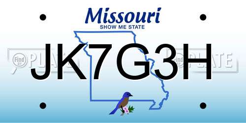 JK7G3H Missouri License Plate