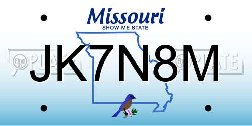 JK7N8M Missouri License Plate