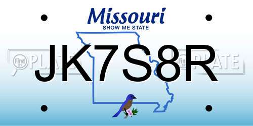 JK7S8R Missouri License Plate