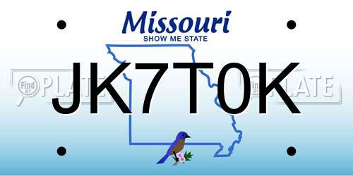 JK7T0K Missouri License Plate