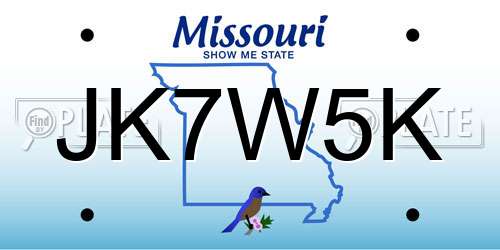 JK7W5K Missouri License Plate