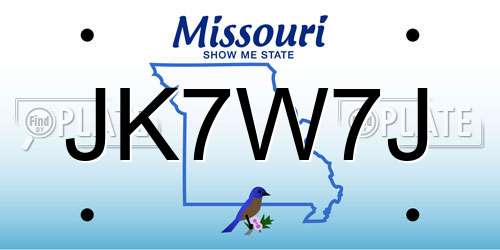 JK7W7J Missouri License Plate