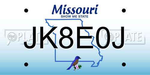JK8E0J Missouri License Plate