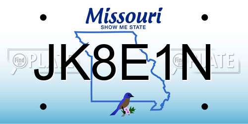 JK8E1N Missouri License Plate