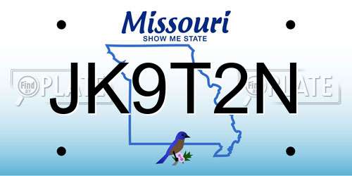 JK9T2N Missouri License Plate