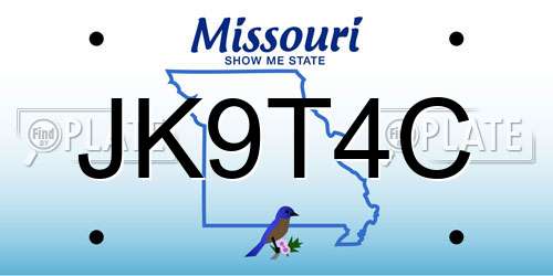 JK9T4C Missouri License Plate