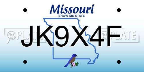 JK9X4F Missouri License Plate