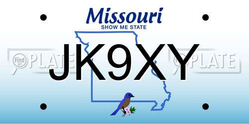JK9XY Missouri License Plate