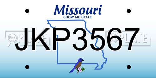 JKP3567 Missouri License Plate