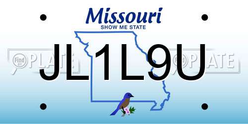 JL1L9U Missouri License Plate