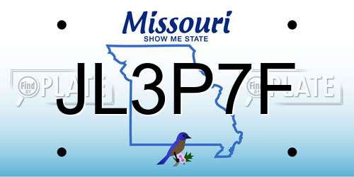 JL3P7F Missouri License Plate
