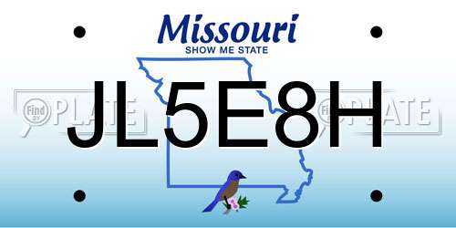 JL5E8H Missouri License Plate