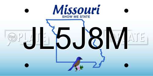 JL5J8M Missouri License Plate