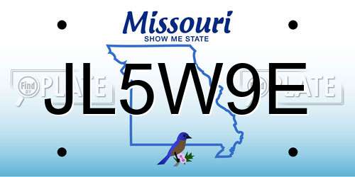 JL5W9E Missouri License Plate