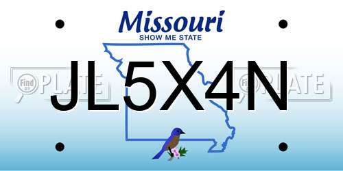 JL5X4N Missouri License Plate