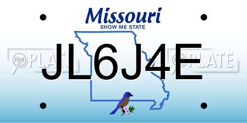 JL6J4E Missouri License Plate