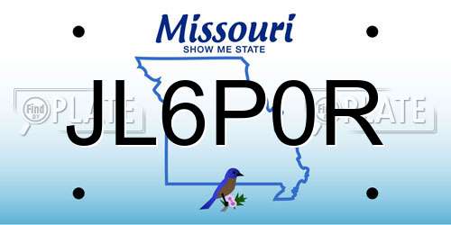 JL6P0R Missouri License Plate
