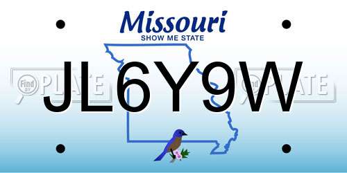 JL6Y9W Missouri License Plate