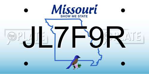 JL7F9R Missouri License Plate