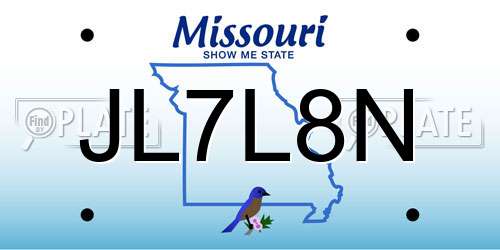 JL7L8N Missouri License Plate