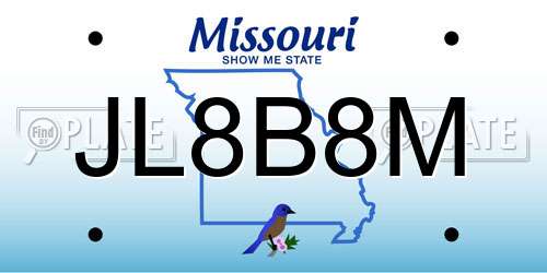 JL8B8M Missouri License Plate