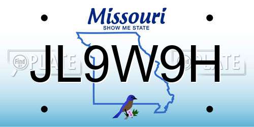 JL9W9H Missouri License Plate