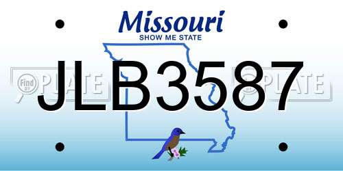 JLB3587 Missouri License Plate