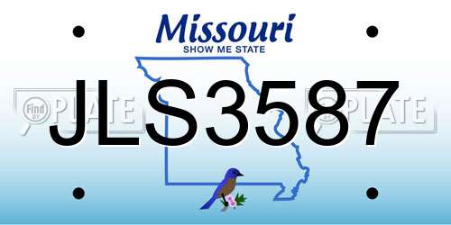 JLS3587 Missouri License Plate