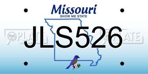 JLS526 Missouri License Plate