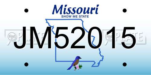 JM52015 Missouri License Plate