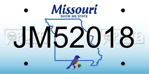 JM52018 Missouri License Plate
