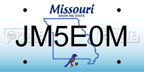 JM5E0M Missouri License Plate