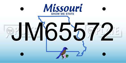 JM65572 Missouri License Plate