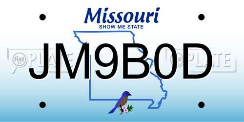 JM9B0D Missouri License Plate
