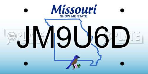 JM9U6D Missouri License Plate