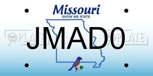 JMAD0 Missouri License Plate