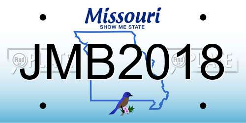 JMB2018 Missouri License Plate