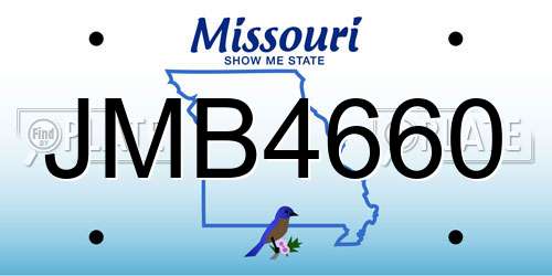 JMB4660 Missouri License Plate