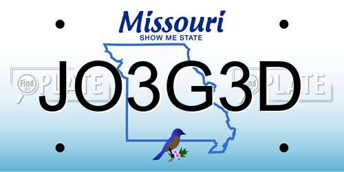 JO3G3D Missouri License Plate
