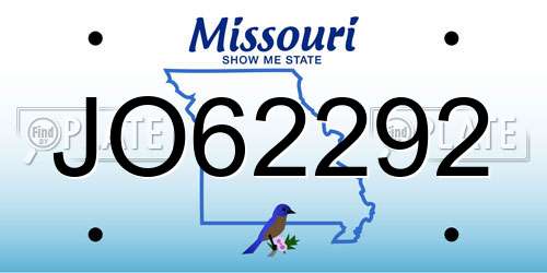 JO62292 Missouri License Plate