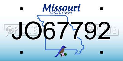 JO67792 Missouri License Plate