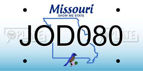 JOD080 Missouri License Plate