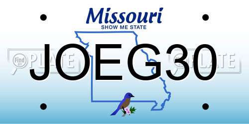 JOEG30 Missouri License Plate