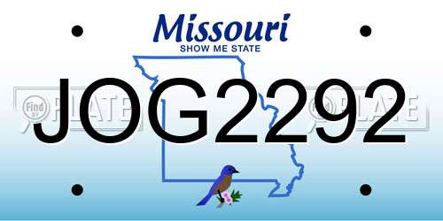 JOG2292 Missouri License Plate