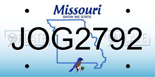 JOG2792 Missouri License Plate