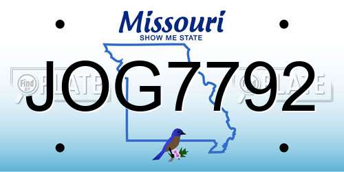 JOG7792 Missouri License Plate
