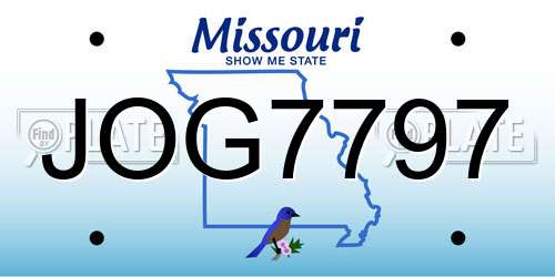 JOG7797 Missouri License Plate