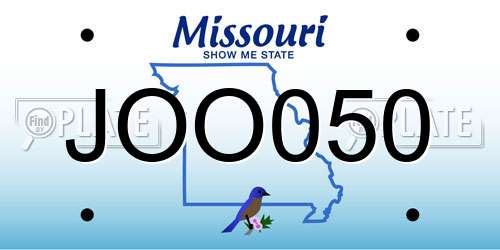 JOO050 Missouri License Plate