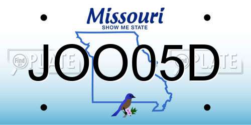 JOO05D Missouri License Plate